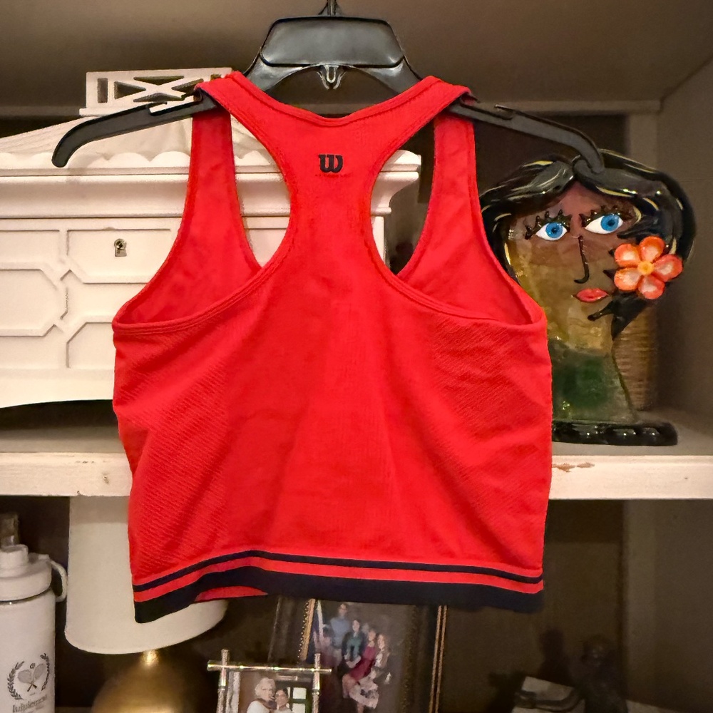 Wilson Brami ? ribbed tank red with blue trim Small S - Picture 7 of 7